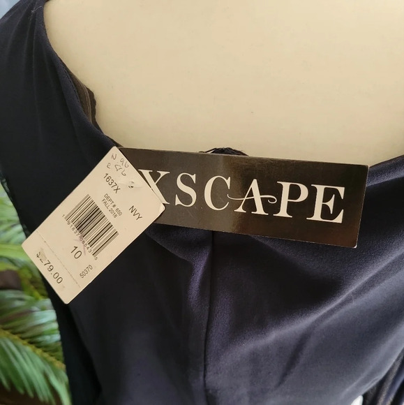 XSCAPE - SHEER LONG  SLEEVE DRESS-RHINESTONE CUFF - Picture 11 of 12